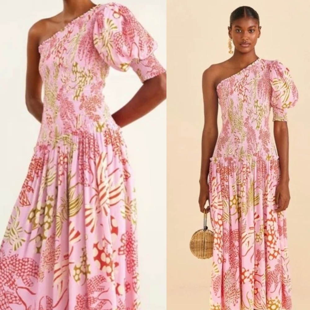 Farm Rio Pink Mixed Lobsters Midi Dress | Size M | NWT